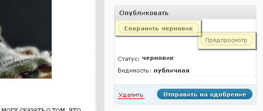 Сохранение черновика и предпросмотр