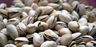 Орехи фисташек в раскрывшейся скорлупе
