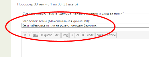 Добавление заголовка новой темы