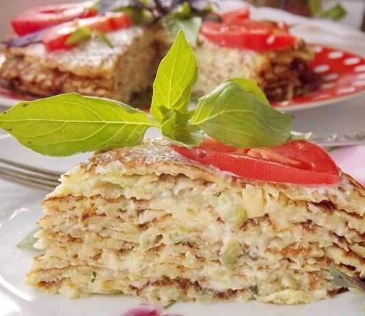 Кабачковый блинный торт