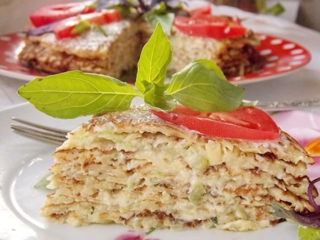 Кабачковый блинный торт Кабачковый блинный торт