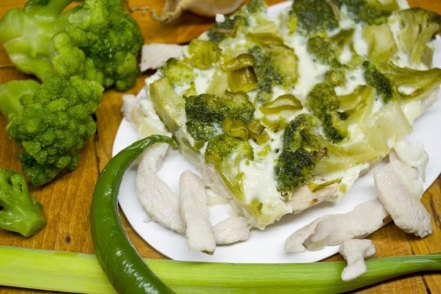 Запеканка с брокколи и куриным филе Запеканка с брокколи и куриным филе