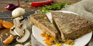 Печеночный паштет из говяжьей печени с грибами и овощами