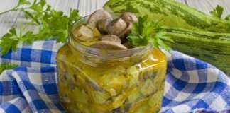 Консервированные кабачки с грибами