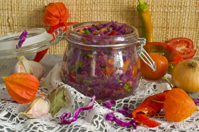 Солянка из краснокочанной капусты на зиму Солянка из краснокочанной капусты на зиму