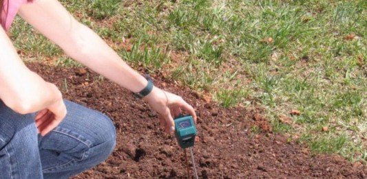 Определение кислотности почвы специальным прибором