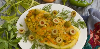 Фаршированный цуккини с творогом и овощами