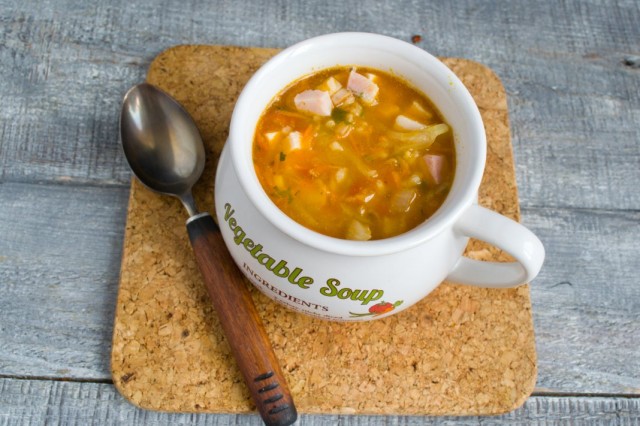 Овощной суп с ветчиной