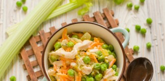 Фрикасе из курицы с горошком — овощное рагу по-французски