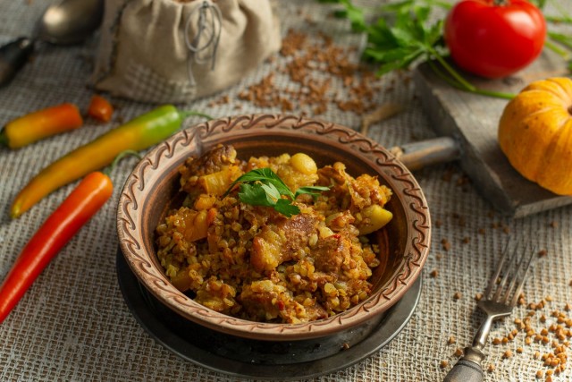 Гречка по-купечески с мясом и тыквой Гречка по-купечески с мясом и тыквой