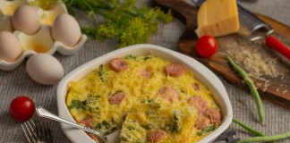 Сытная запеканка из вермишели с сосисками и стручковой фасолью - Рецепты Сытная запеканка из вермишели с сосисками и стручковой фасолью