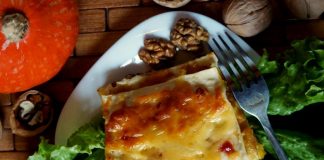 Вегетарианская лазанья с тыквой и грецкими орехами