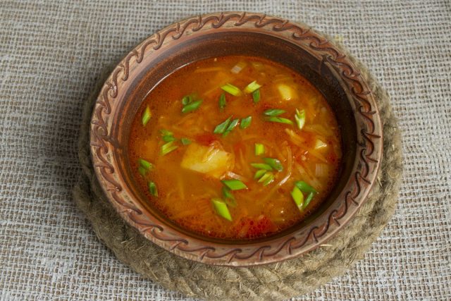 Постные щи из квашеной капусты готовы Постные щи из квашеной капусты готовы