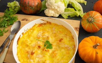 Нежная запеканка с цветной капустой и тыквой