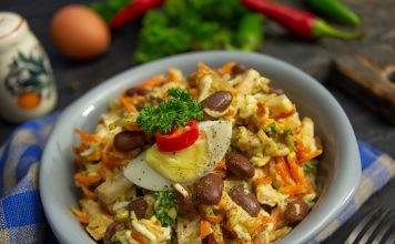 Салат «Обжорка» с фасолью и мясом