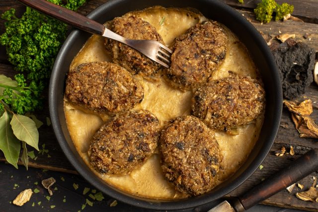 Ленивые постные голубцы с грибами