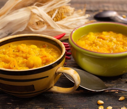 Суп-пюре из тыквы с кукурузой и картофелем