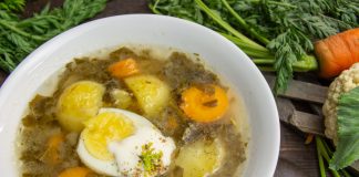 Суп щавелевый с курицей и яйцом