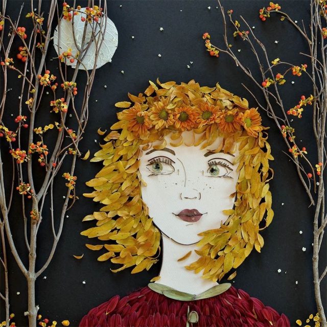 Осенний портрет из природного материала