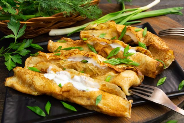 Блинчики с сыром и йогуртом Блинчики с сыром и йогуртом