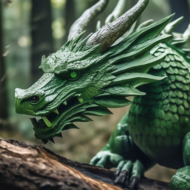 Зеленый деревянный дракон - символ года! Подойдет не только в квартиру, но и в сад
