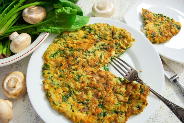 Овсяноблин с грибами и шпинатом Овсяноблин с грибами и шпинатом