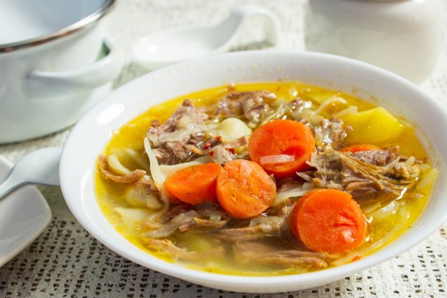 Бабушкин суп с мясом и макаронами Бабушкин суп с мясом и макаронами