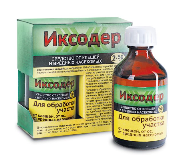 Защитное действие препарата «Иксодер» сохраняется в течение 1,5 месяца, что позволяет провести всего 2-3 обработки в сезон, чтобы больше не думать об угрозе клещей.
