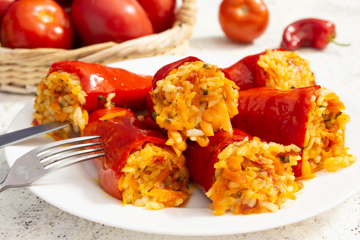 Фаршированные перцы — самый простой рецепт без мяса