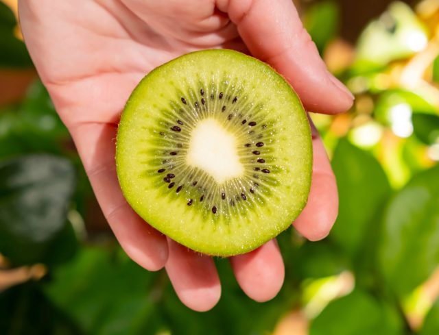 Киви — настоящая витаминная бомба. Один плод содержит 90–100 мг витамина С — почти в 1,5 раза больше, чем апельсин. Плюс витамин К для заживления тканей и крепких сосудов. Актинидин помогает быстрее усваивать белок и строить антитела.