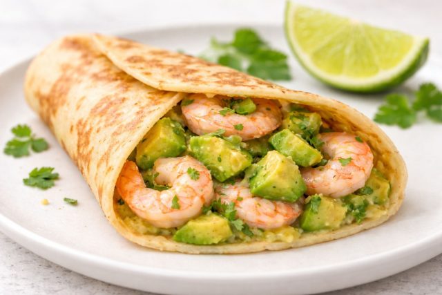 Легкая, маслянистая текстура авокадо отлично сочетается с упругим мясом креветок. Сок лайма здесь обязателен: он «собирает» вкус воедино, убирает излишнюю жирность и придает начинке свежее цитрусовое звучание.