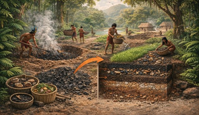 Индейцы Амазонии превращали бедные рыжие почвы в плодородную terra preta, добавляя древесный уголь, органику и черепки. Такая смесь удерживает влагу и питание — и остаётся продуктивной сотни лет.