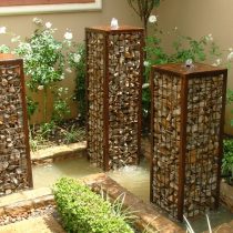 Оформление мини-фонтанчиков габионом. Вариант 2