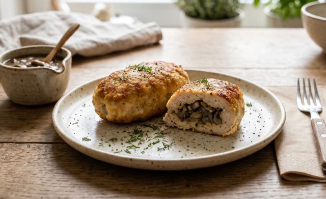 Куриные котлеты с сочной начинкой из грибов и лука внутри. При разрезе раскрывается насыщенный вкус и контраст текстур. Куриные котлеты с сочной начинкой из грибов и лука внутри. При разрезе раскрывается насыщенный вкус и контраст текстур.