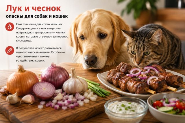 Лук и чеснок токсичны для собак и кошек Лук и чеснок токсичны для собак и кошек