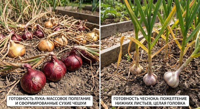 Ориентиры готовности у лука и чеснока