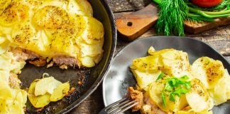 Мясо запеченное с картошкой в духовке